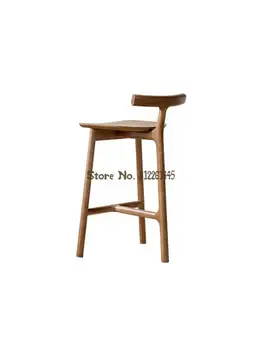 עץ מלא בר הכיסא נורדי משק מודרני פשוט גבוה כיסא בר שרפרף בר הכיסא משענת מועדון דלפק קבלה כיסא בר