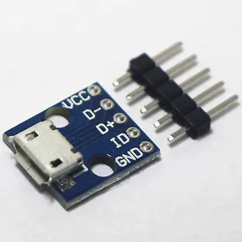 10PCS נקבה מיקרו USB כדי לטבול 5-Pin Pinboard 2.54 מ 