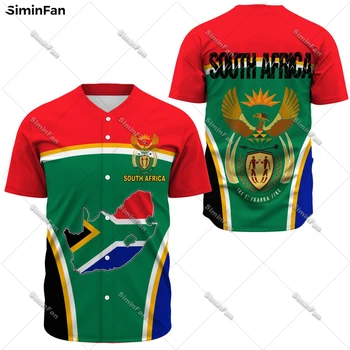 דרום אפריקה הפעילה דגל המעיל של נשק הבייסבול ג ' רזי החולצה מודפס 3D גברים קיץ Collarless טי יוניסקס ספורטיבי חולצת טי נקבה העליונה.