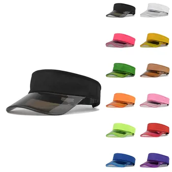 נשים מגן השמש פלסטיק כובע מוטי צבע אופנה מגן מוצק כובע שקוף כובעי בייסבול אימון ספורט הגנה כובע קיץ