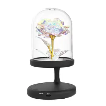 מנורה עם מטען אלחוטי רוז אור עם USB לטעינה יציאת דקורטיביים צל המנורה מתנות ליום הולדת לנשים השולחן, השידה