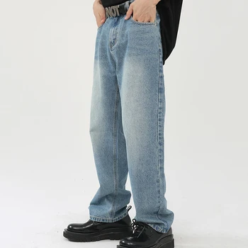 ג 'ינס רטרו גרסה אופנתית ישר ג' ינס מזדמנים מכנסיים עם רגליים ארוכות במצוקה אופנתי מכנסיים ארוכים קוריאנית