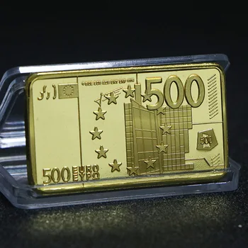 האיחוד האירופי מטבע זכרון מרובע מצופה זהב מצופה זהב המטבע האירופי 500 יורו אתגר, מטבע, זהב בר התליון