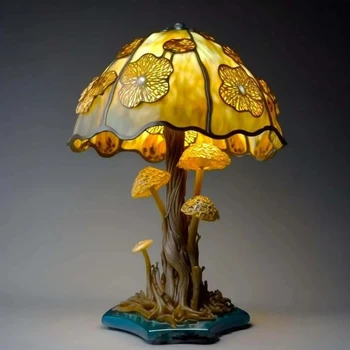 בציר שרף פטריות נרות המנורה יצירתי, צבעוני צבעונית צמח פרח סדרת חילזון תמנון ליד המיטה מנורת לילה בעיצוב