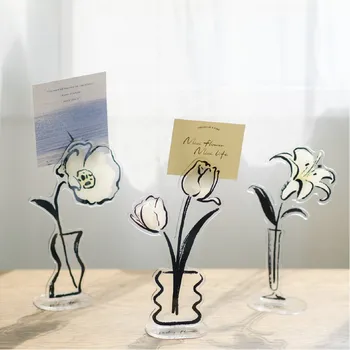 פרח חדש קישוטים שחמט דפוס פרח נוחות אקרילי קליפ קובץ הודעת תמונה הערה מחזיק ואביזרים חמוד.