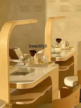 סלון ציפורניים צבע הציפורן שולחן כיסא יחיד כפול אחסון שואב אבק הציפורן השולחן