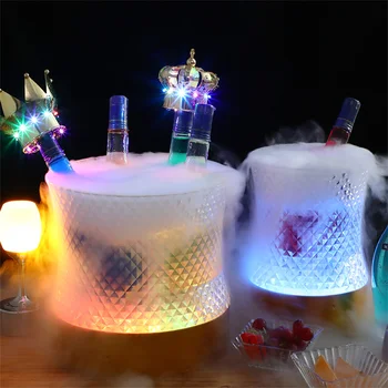 Thrisdar 7 צבעים משתנים שמפניה דלי הקרח LED יין דלי אקריליק שמפניה, בירה בעל מועדון לילה בר מסיבת כלי עיצוב