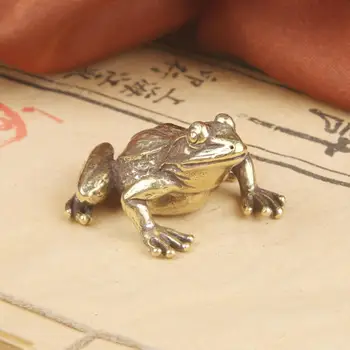צפרדע פסל חי מראה יצירתי צפרדע פסלון נחושת צפרדע פיסול תה מחמד קישוט הבית אספקה