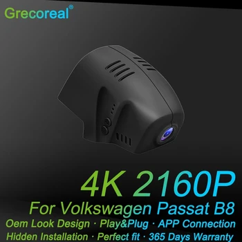 Grecoreal 4K Wifi Dash Cam 2160P לשחק את התקע Dvr המכונית Dashcam הקדמי מצלמה עבור פולקסווגן פולקסווגן הפאסאט B8 2016 2017 2018 2019 2020