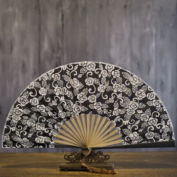 סינית יפנית בסגנון משי מאוורר מתקפל מאוורר החתונה אוהד מתנות אמנות ריקוד היד מאוורר בציר במבוק קיפול כף יד פרח מניפה