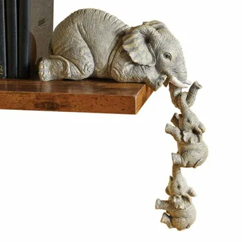 שרף פיל קישוט משפחת הפילים הדמיה חיה קריקטורה שולחן העבודה תלויה חדר ילדים אביזרים פסלונים דקורטיביים