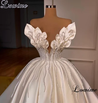 אלגנטי שנהב, פנינים שמלות ערב לחתונה ללא שרוולים מיוחדים חתונה שמלה קו רשמי אירוע גלימות דה לנשף
