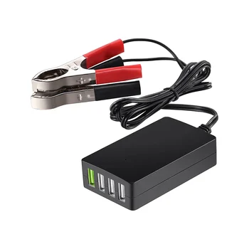 נייד DC עם סוללה קליפ, 12V/24V ל 5V 4-Port USB Charger Multiport מתאם טלפון חכם אחר & טבליות
