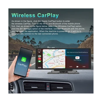 10.26 אינץ אלחוטית Carplay & Android Auto סטריאו לרכב עם שליטה קולית משדר FM Bluetooth Mirrorlink מולטימדיה