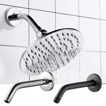 10-סנטימטר נירוסטה ראש מקלחת זרוע כסף Chrome גשמים מקלחת צינור צינור מאריך את חדר האמבטיה אביזרים לבית