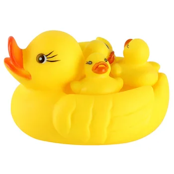 4pcs/סט אמבטיה גומי צהוב ברווז רחצה לשחק מים לסחוט נשמע ברווז מיני שחייה הטבעת צעצועים עבור התינוק הנולד מתנה