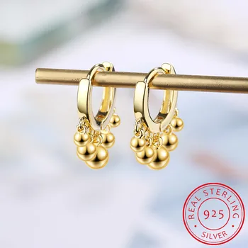 כסף סטרלינג 925 פשוטה אופנה מבריק חרוזים זהב האגיס חישוק העגיל לנשים גותי פירסינג תכשיטים ואביזרים MEJ594