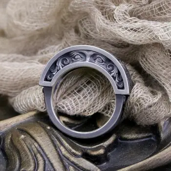 האופנה רטרו גל עיניים כהות טבעת לגברים נשים לב חסר תקווה טבעת יפנית עתיקה כהה מגמה תכשיטים האצבע אביזרים מתנה