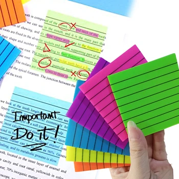 1 חבילה יצירתית בשורה שקוף דביק התזכיר רפידות פלורסנט פורסם זה עמיד למים צבעוני הערות מדבקת נייר