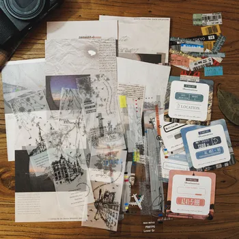 60 דפים מסע אינסופי סדרה מעורבת חומר נוף חומר חבילת Creative DIY המסע קולאז ' עיצוב נייר מכתבים