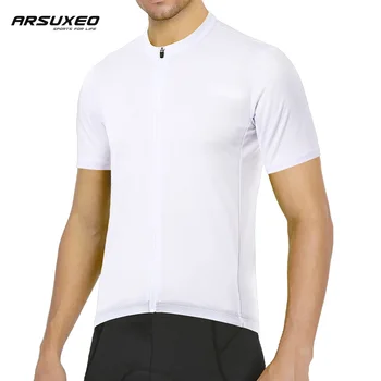 ARSUXEO רכיבה על אופניים ג ' רזי גברים שרוולים קצרים חולצת רכיבה על אופניים כביש ההר במורד ההר על אופניים בגדים Slim Fit אופניים חצץ לנשימה