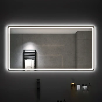 קיר רכוב שירותים מראת איפור עם אור Led גדול לוקס, חדר מראה חכם לפצות Espejo באנו הביתה עיצוב אביזרים