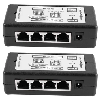 ABGZ-2X 4 Port Poe מזרק Poe כוח מתאם Ethernet אספקת חשמל Pin 4,5(+)/7,8(-)קלט Dc12v-Dc48v עבור מצלמת Ip