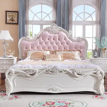 סגנון כפול מאסטר חדר שינה מינימליסטי הנסיכה מיטה מעץ מלא מיטת הכלולות משק מודרני רהיטים