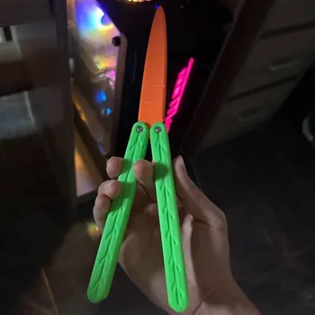 הדפסת 3D צנון פרפר סכין ישר לקפוץ גבוה-איכות כוח משיכה מיני מחזיק מפתחות הלחץ צעצוע מתנה הפתעה