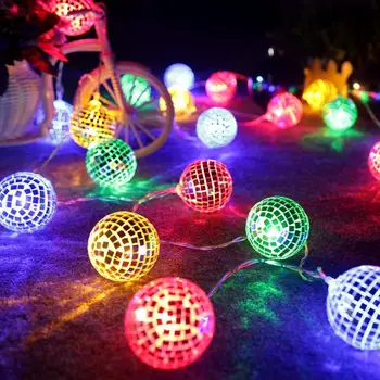 10/20 LED דיסקו כדור מראה מחרוזת אור גרלנד על סוללות גלובוס כדור אור הפיות חתונה מסיבה חלון קיר עץ עיצוב