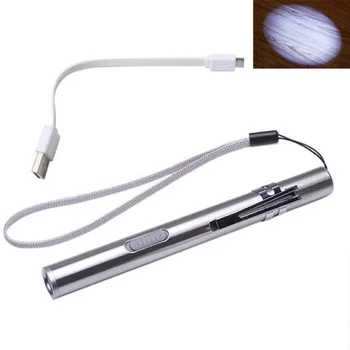 Visual אוראלי לגרון נטענת USB Mini לפיד בדיקה רפואית נירוסטה קמפינג Led נייד עט קליפ