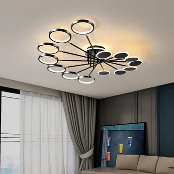 מודרני 2022 Led תקרה נברשת זהב שחור מינימליסטי עבור חדר השינה, הסלון קישוט הבית Lusters מתקן תאורה פנימית