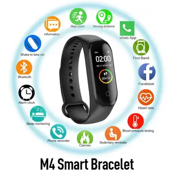 M4 חכם להקה צמיד צמיד Bluetooth קצב לב צג לחץ דם כושר גשש שעון חכם