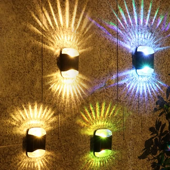 AlliLit עמיד למים LED סולארית מנורת קיר חיצוני לגינה תאורת קישוט למעלה & למטה אורות הלילה בחצר שינוי צבע
