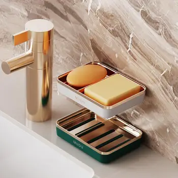 2 קומות הקיר סבון כלים עם ניקוז גדולים שכבה כפולה מחזיק סבון אמבטיה עצמית דבק ספוג סבון אחסון ארגונית