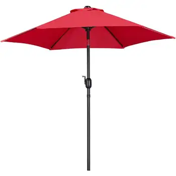 מארט 7.5 מטר פטיו מטרייה עם ידית לחץ על כפתור כדי להטות, אדום