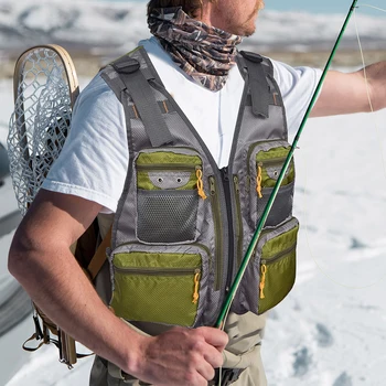 דיג ארגונית אפוד בד הז ' קט קל משקל לנשימה ללבוש עמיד חיצונית פוליאסטר אפוד דייג נייד