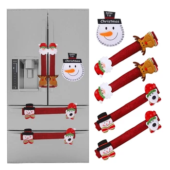 4 יח 'חג המולד דלת המקרר להתמודד עם מכסה להגדיר & 1 יח' שלג מקרר מדבקות, תנור, מיקרוגל, מדיח כלים דלת להתמודד עם מכסה