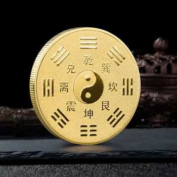 סין יין ויאנג הדרקון פיניקס מטבע זכרון מצופה זהב טאי צ ' י אוסף מזכרות
