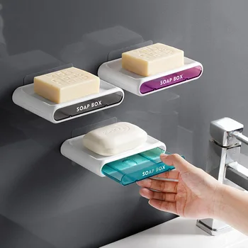 שקוף נייד סבון כלים מגירה ניקוז רב תכליתי סבון מגש תלייה על קיר שולחן העבודה סבון הקופסה הביתה אביזרי אמבטיה LC334