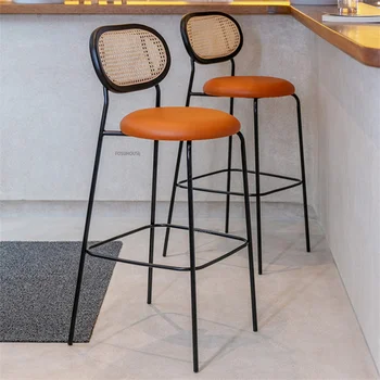 נורדי קש בר כסאות בר רהיטים הביתה מעצב רך כרית הכיסא מינימליסטי יצירתית גבוהה בחזרה רגל כסא בר