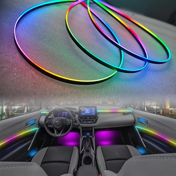 רכב פנים תאורת ניאון המכונית תאורה פנימית צבעונית אורות חבויים התקנה של אפליקציה לנייד controleasy ההתקנה