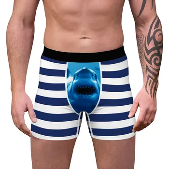 Mens חידוש הבוקסר גבר לנשימה התחתונים 3D כריש מודפס מותג תחתונים סקסי Mens תחתונים תחתונים מצחיק בוקסר.