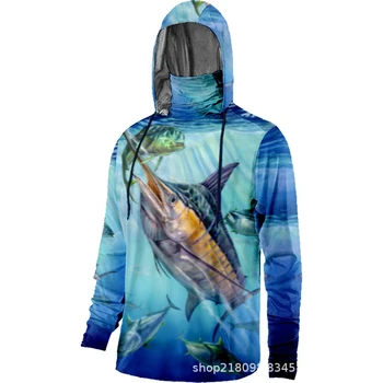 מהיר יבש דיג Mens ההלבשה הגנה מפני השמש שרוול ארוך מסכת ברדס דיג חולצות Upf 50+ אנטי UV חולצות סוודר