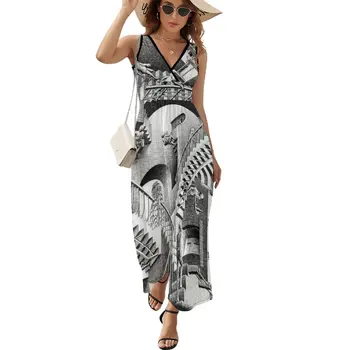 Escher מדרגות ללא שרוולים שמלת תלבושות קיץ לנשים 2023 שמלות ערב אופנתי ואלגנטי אישה השמלה