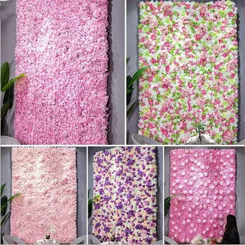 60x40cm פרחים מלאכותיים קישוט קיר הכביש המוביל הידראנגאה אדמונית רוז פרח שטיח החתונה קשת ביתן פינות עיצוב פרחוני