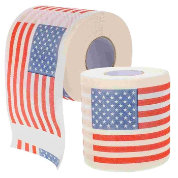 הדגל האמריקני גליל נייר טואלט משומש ניירות רחצה מפיות טישו מודפס דגלים אמריקאים