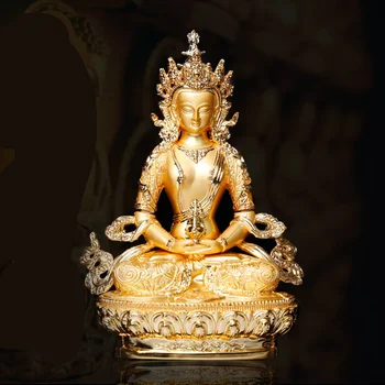 אריכות ימים/Amitayus 5אינטש יעילה Tranic הזהב בודהה סגסוגת מתכת הבודהיסטית ספקים הבית/ המשרד לקשט את הפסל מלאכה