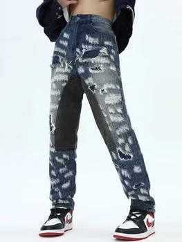 2023 בגדים חדשים Y2K אופנת רחוב קרע מוערמים ג 'ינס מכנסי גברים אופנה חדשה ישר היפ הופ ג' ינס מכנסיים יוקרתי גבר