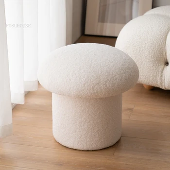 נורדי קשמיר איפור שרפרף חדר שינה מודרני מינימליסטי יהירות הכיסא יצירתי מעצב כיסא שרפרף פנאי ספה עגולה העות ' מאנית